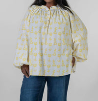 De Loreta - Kaia Trigo Amarillo Print Long Sleeve Blouse