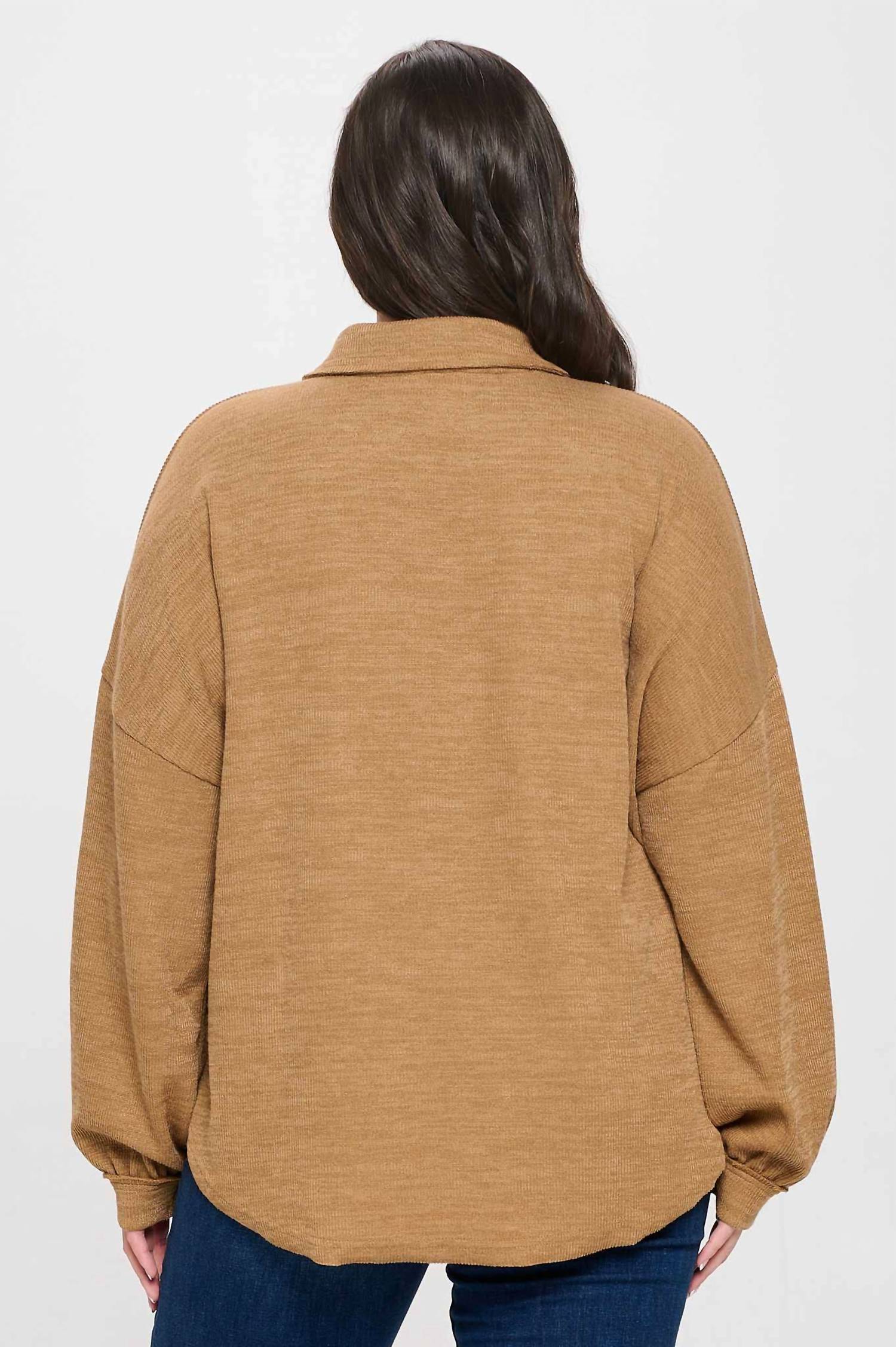 Blu Pepper - Evelyn Collared Raw Edge Knit Top - Plus