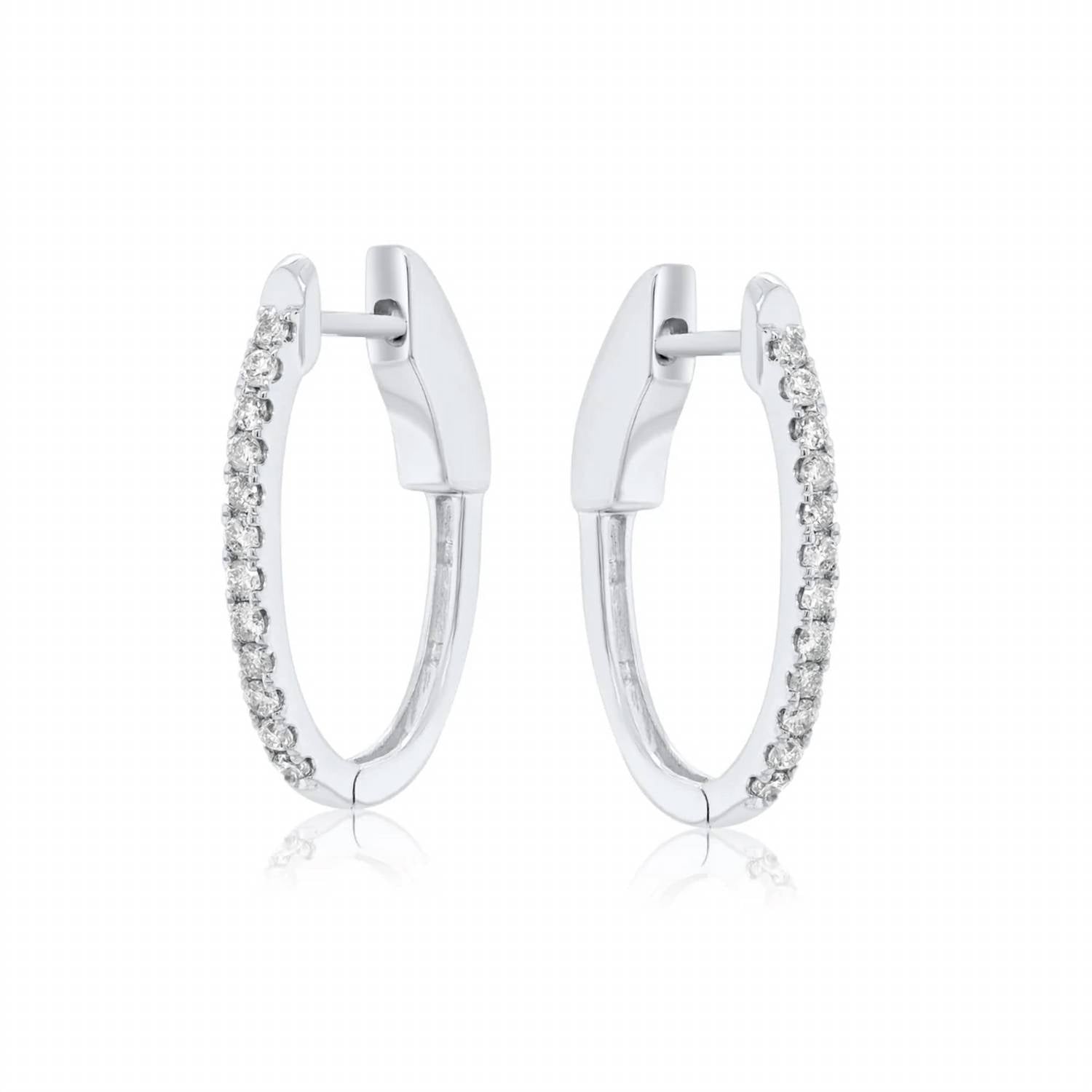 Diana M Jewels - 0.25 Cts Diamond Half-way Oval Hoop Earrings