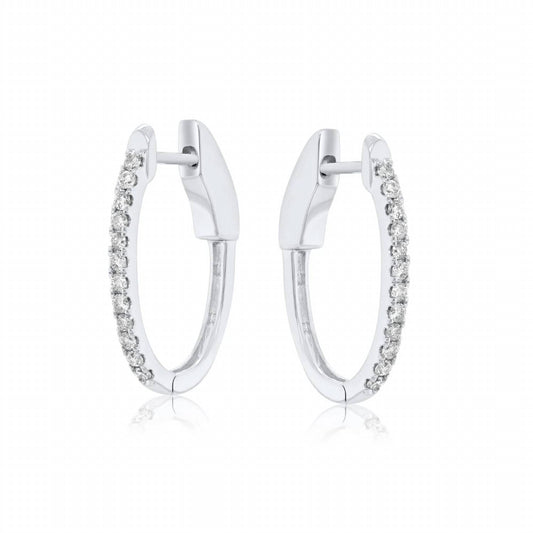 Diana M Jewels - 0.25 Cts Diamond Half-way Oval Hoop Earrings