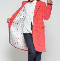 Vilagallo Aricia Coat in rosa naranja diagonal - women's jacket - detail view