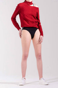 The Athletic Side Of Us - Victorian Cut-out Shoulder Sweater – Ribbed Knit