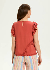 Fdj - Embellished Flutter Sleeve Top