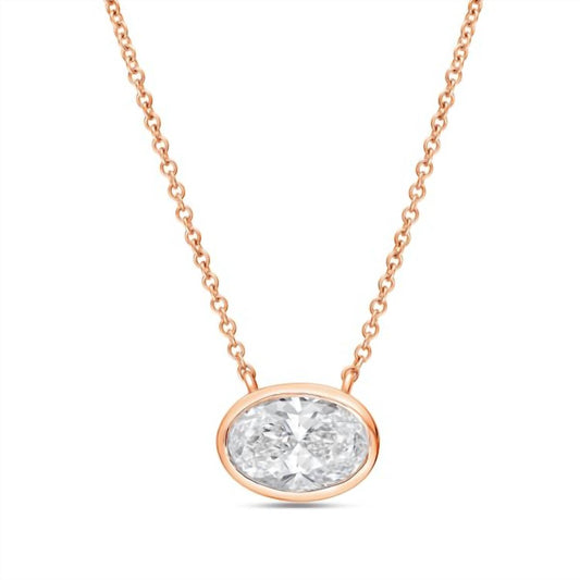 Diana M Jewels - Women's East West Oval Bezel Lab-grown Diamond Pendant Necklace (1.00 Ctw)