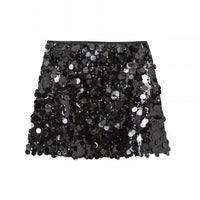 line and dot Sequin Mini Skirt in black - women's skirt - alternate view