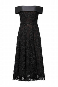 Theia - Roxy Off Shoulder A Line Floral Lurex Midi Dress