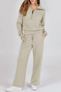 Rosa Clothing - Daily Sweat Long Sleeve Sweatshirt Wide Leg Relaxed Pants Set