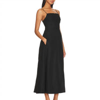 Enza Costa Women's Laced Open Back Midi Dress in black - women's dress - alternate view