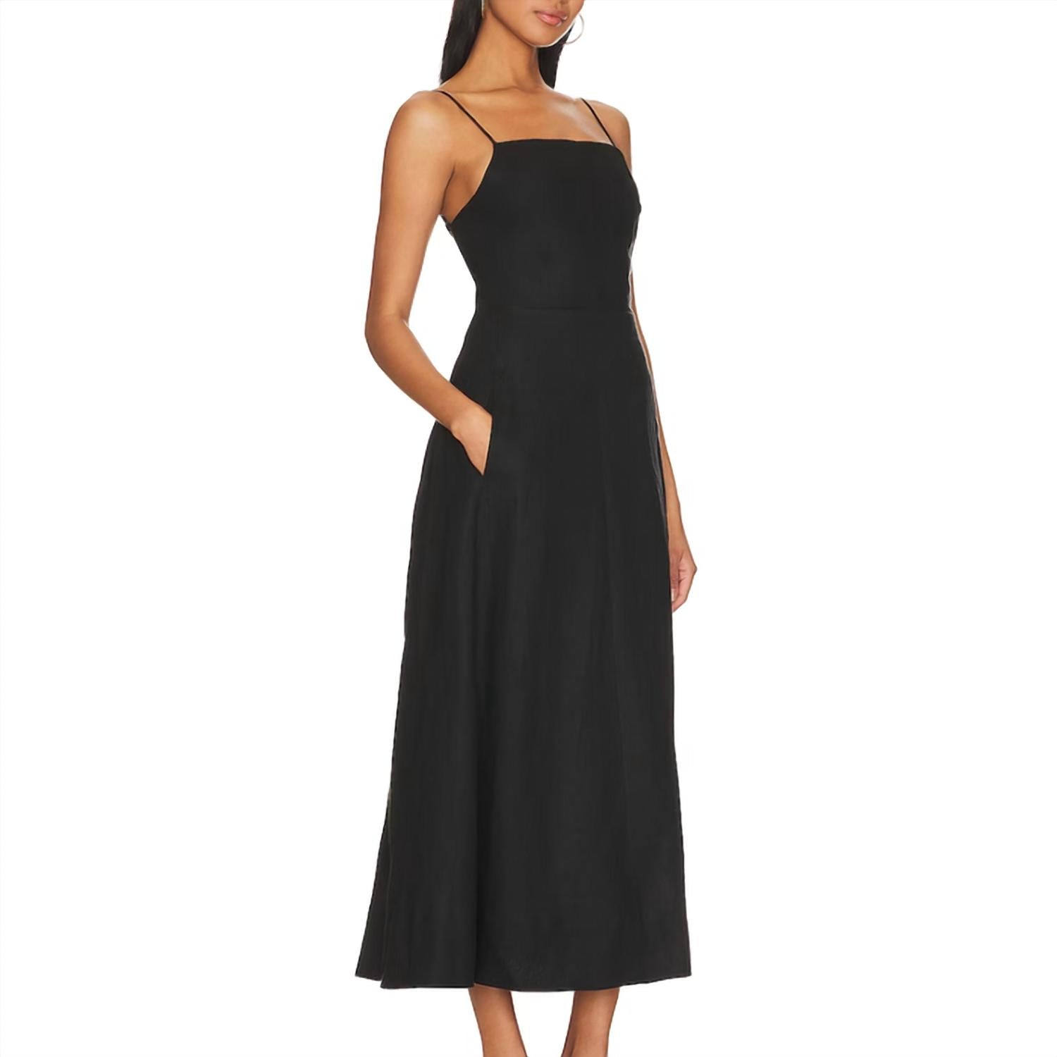 Enza Costa Women's Laced Open Back Midi Dress in black - women's dress - alternate view