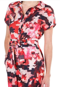 BEULAHSTYLE Front Button Down Printed Jumpsuit in red - women's pants - view 4