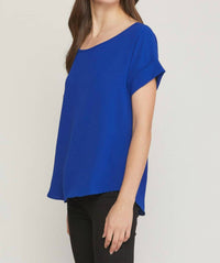 entro Scoop Neck Short Sleeve Top in blue - women's t-shirt - view 4