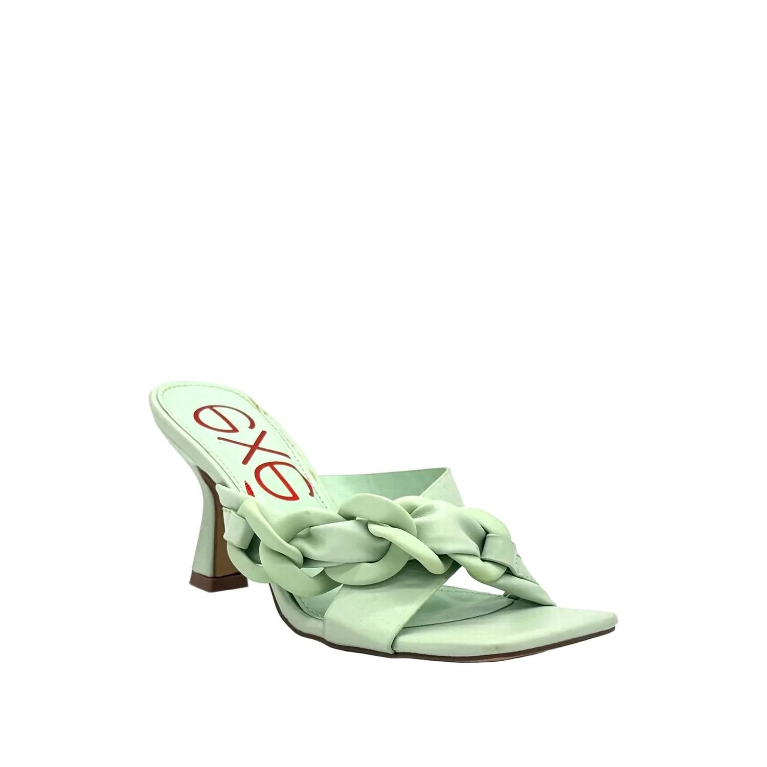 Exe - Women's Chain-link Strap Heeled Slide Sandal
