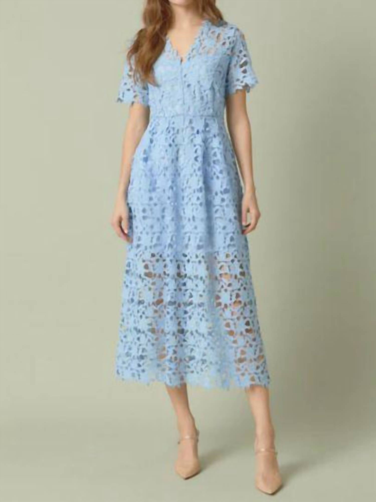 Endless Rose - All Over Lace Short Sleeve Midi Dress