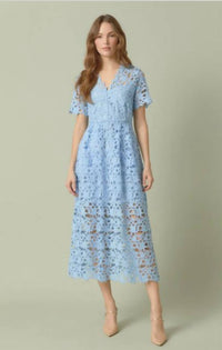 Endless Rose - All Over Lace Short Sleeve Midi Dress