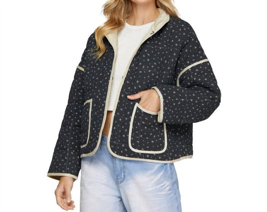 She + Sky - Quilted Flower Long Sleeve Jacket