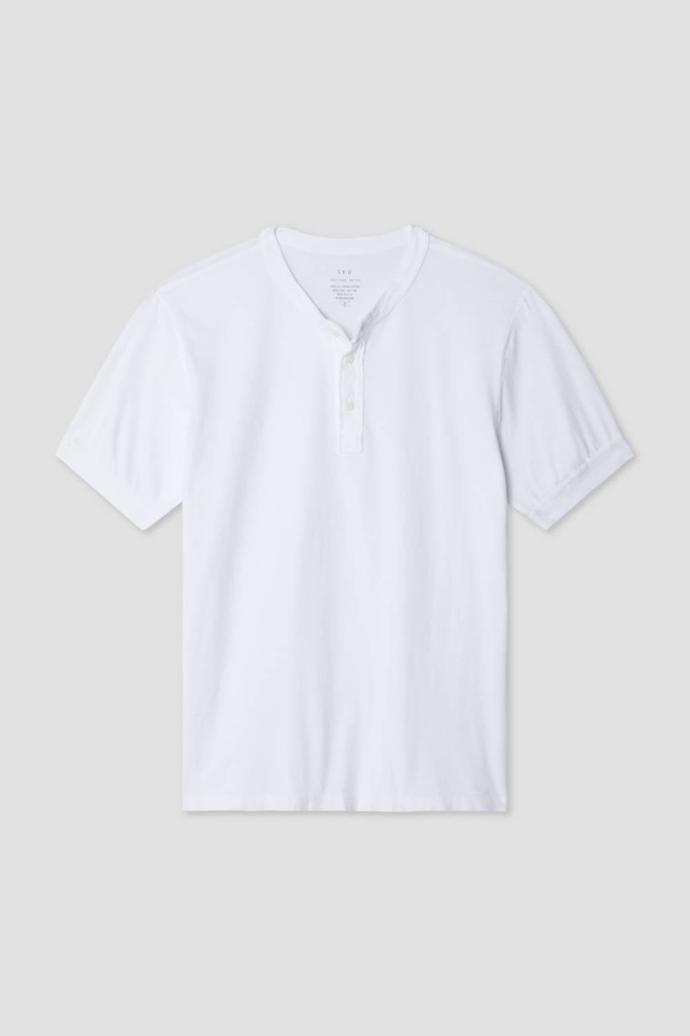 SAVE KHAKI UNITED Men's Short Sleeve Supima Henley Shirt in white - men's t-shirt