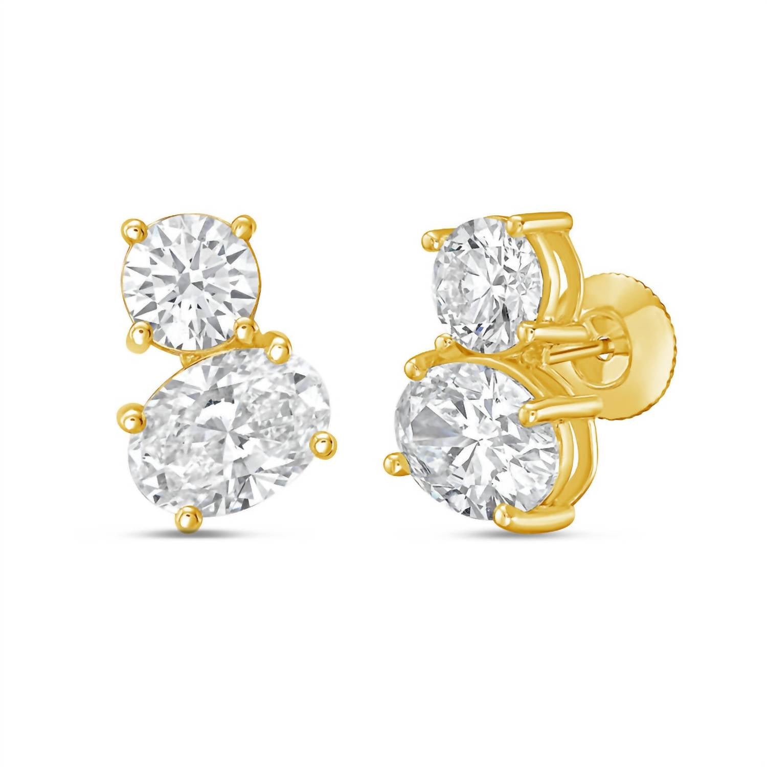 Diana M Jewels - Women's Round & Oval Lab-Grown Diamond Stud Earrings (3.00 Ct) - Signature