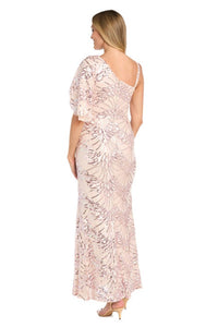 R&M Richards - One-shoulder Sequin Starburst Gown