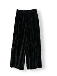 Tractr - Velvet Cargo Wide Straight Leg Pants