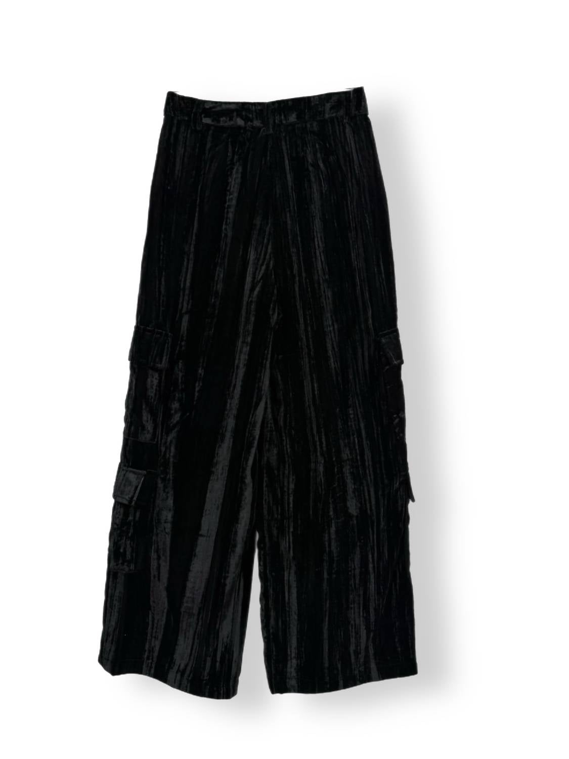 Tractr - Velvet Cargo Wide Straight Leg Pants