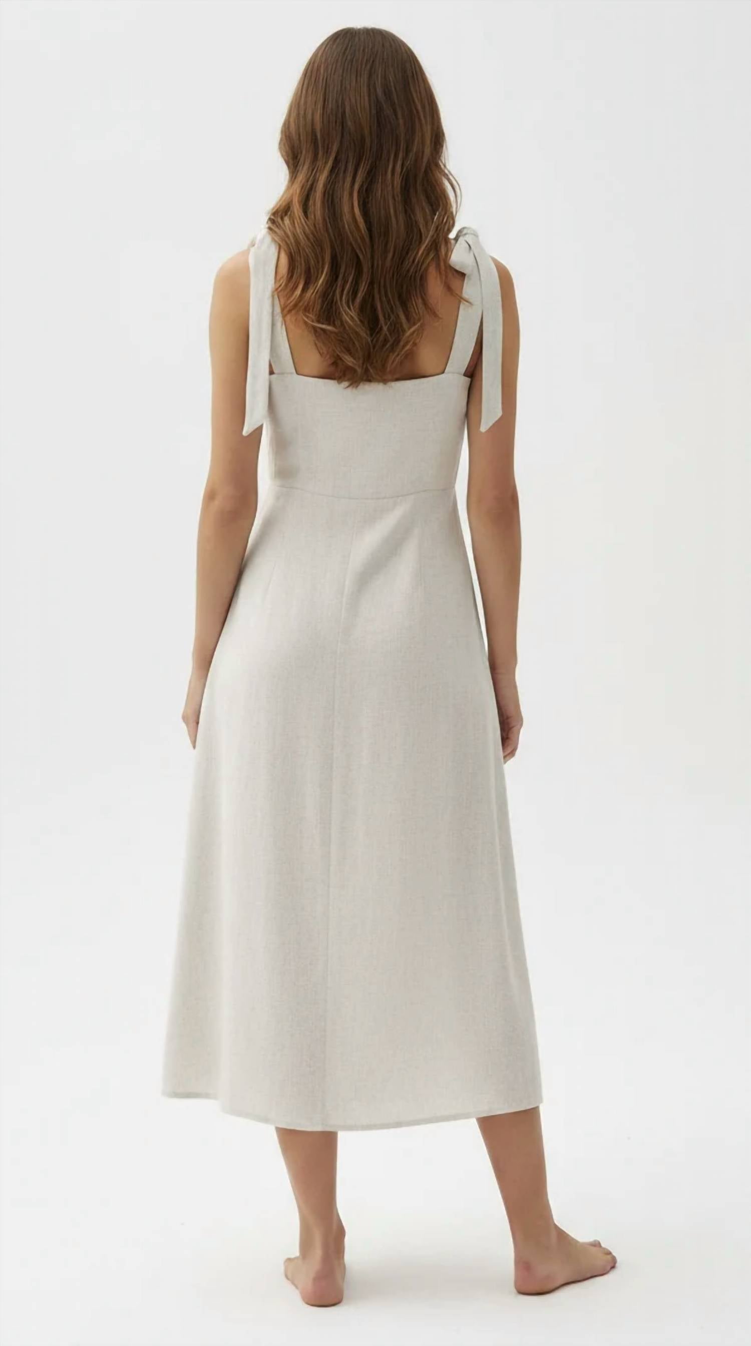 Hem & Thread - Presley Tie Strap Slit Hem Midi Dress