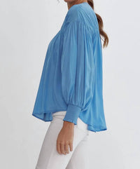 Entro - Sara Pleated Detail Long Sleeve Button Up Blouse