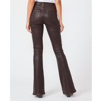 Paige Women's Lou Lou Coated High Rise Flare Jean in brown - women's jeans - detail view