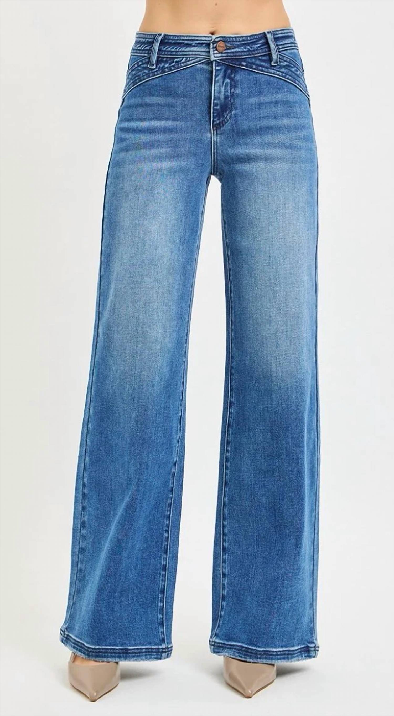 Risen - Jenkins High Rise Wide Leg Waist Detail Jeans