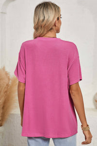 Shewin - Crinkle Corded Loose Fit Top