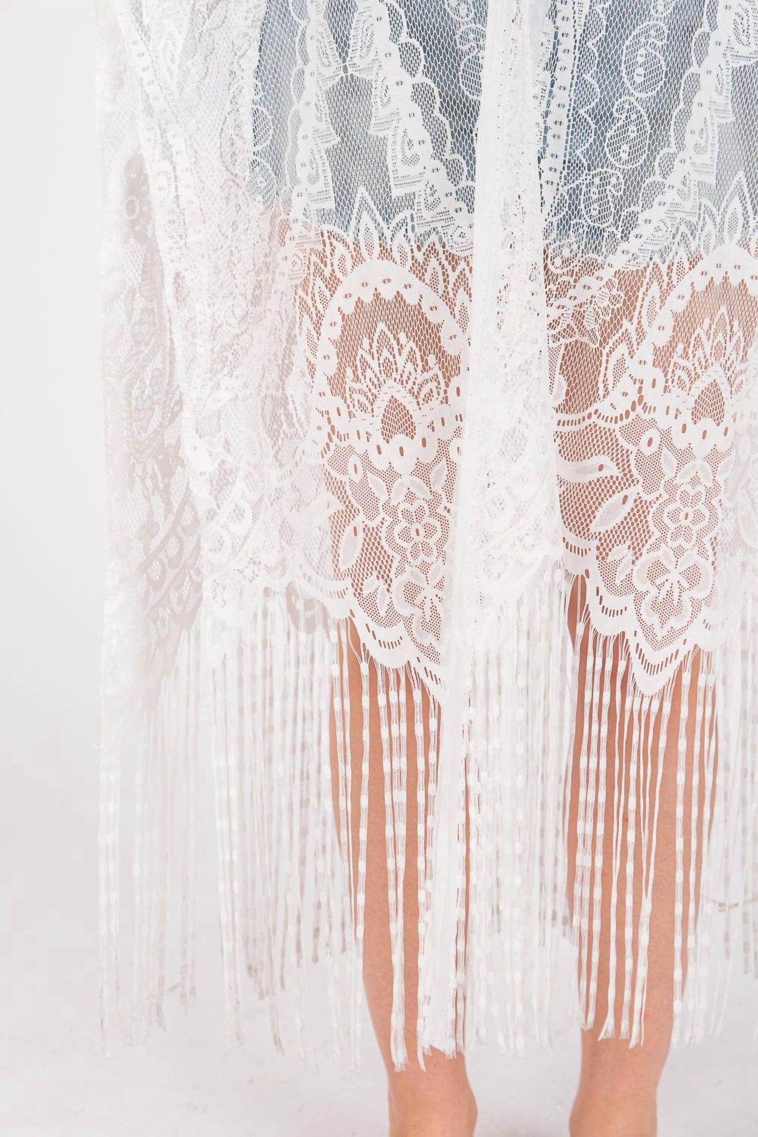 Mimi Wholesale - Elegant Lace Fringe Kimono