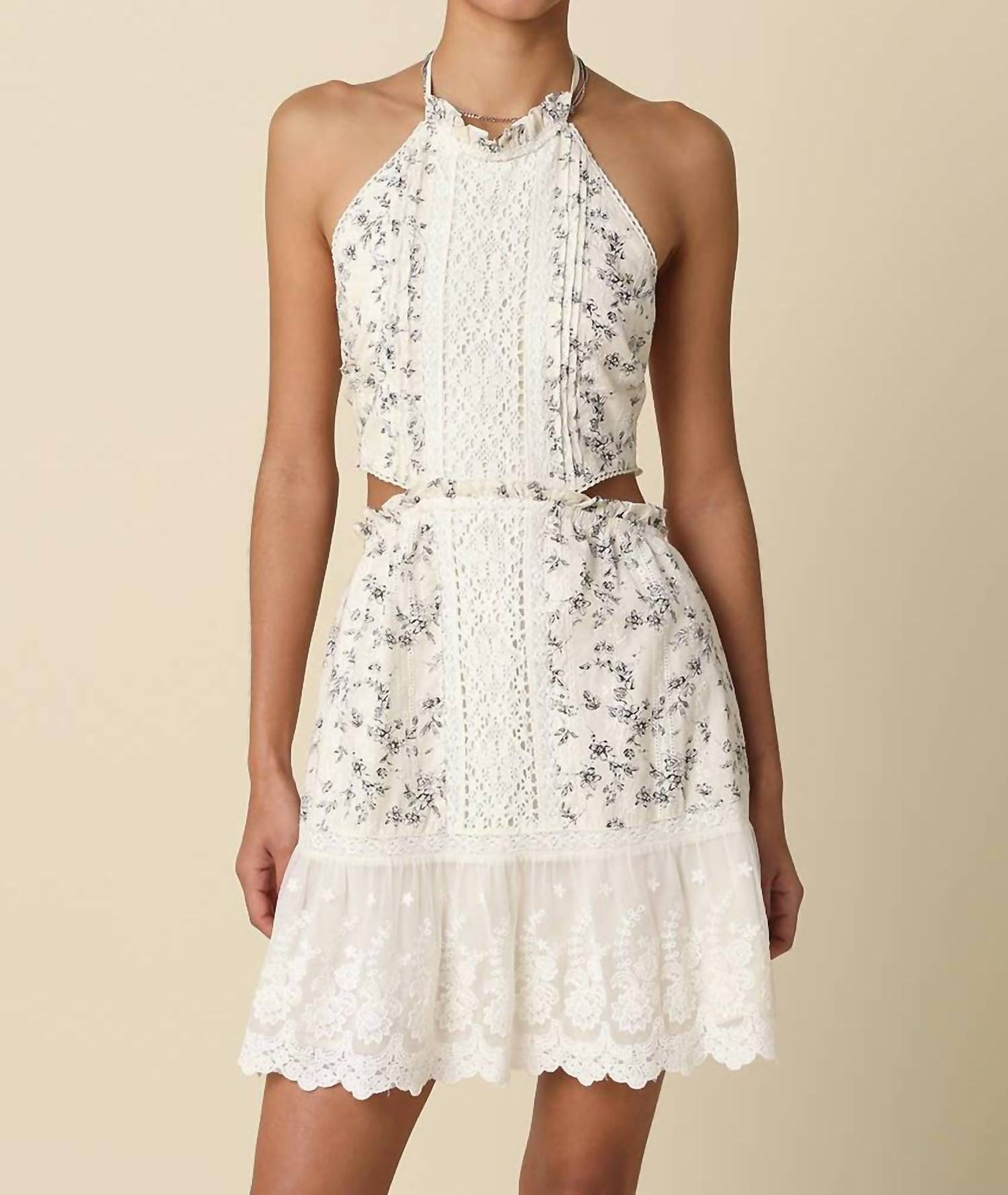 Olivaceous - Elara Halter Mini Dress