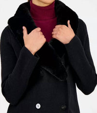 Tahari Faux Fur Shawl Collar Jacket in black - women's jacket - alternate view
