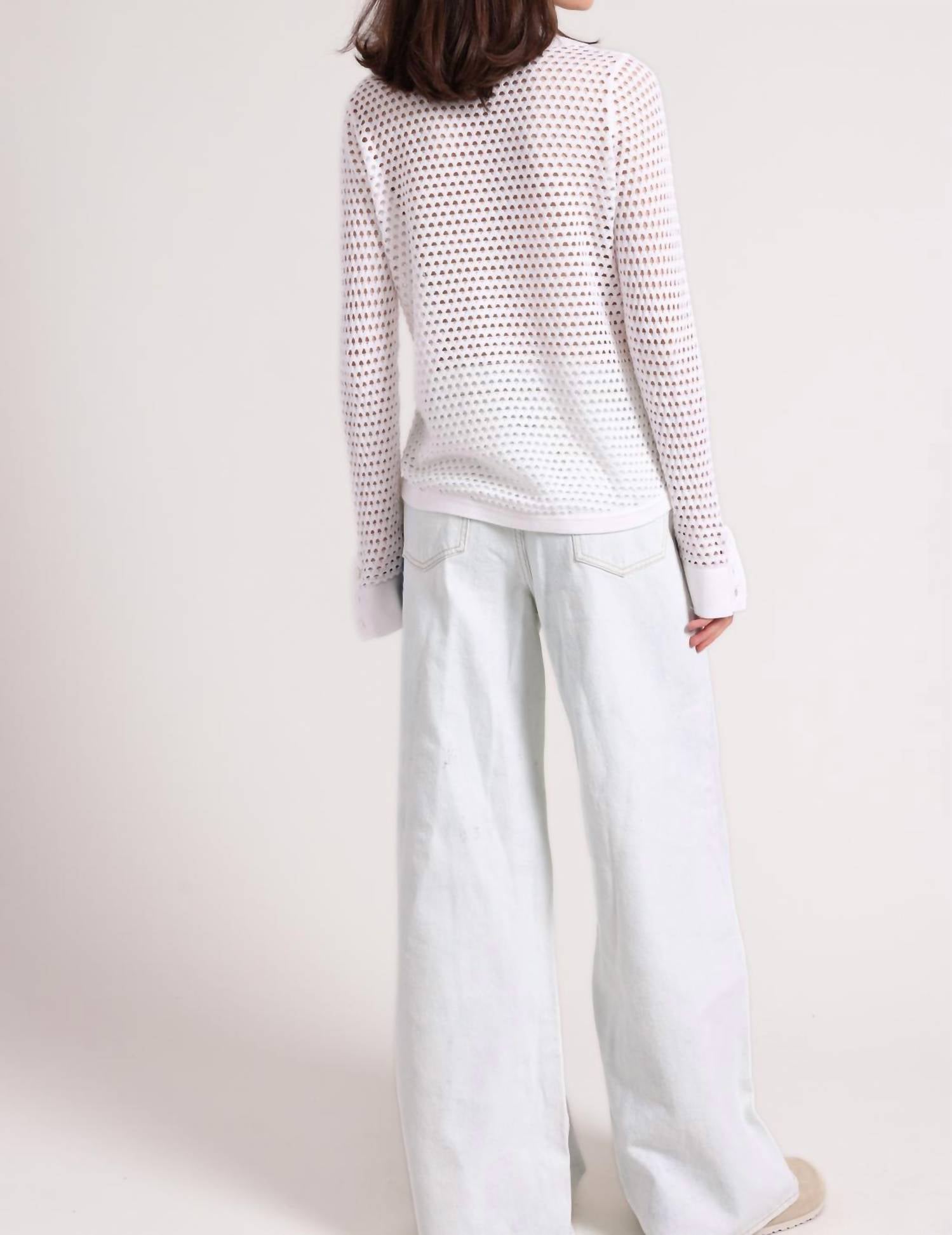 Minnie Rose - Plaited Mesh Button Down Shirt