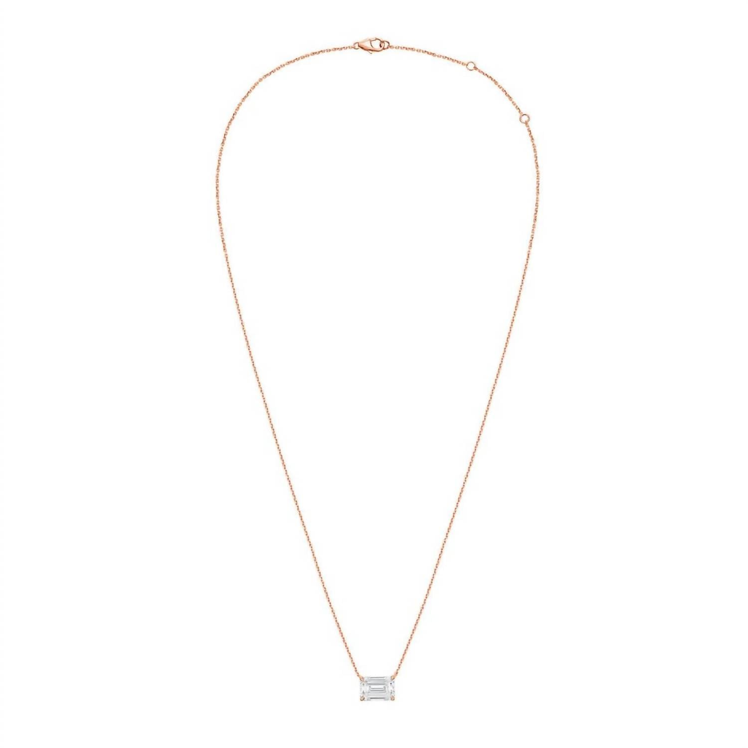 Diana M Jewels - Women's Diamond Solitaire Emerald Cut Pendant