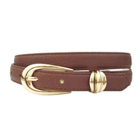 Axesoria West Women's Skinny Leather Belt With Buckle in brown - women's accessory