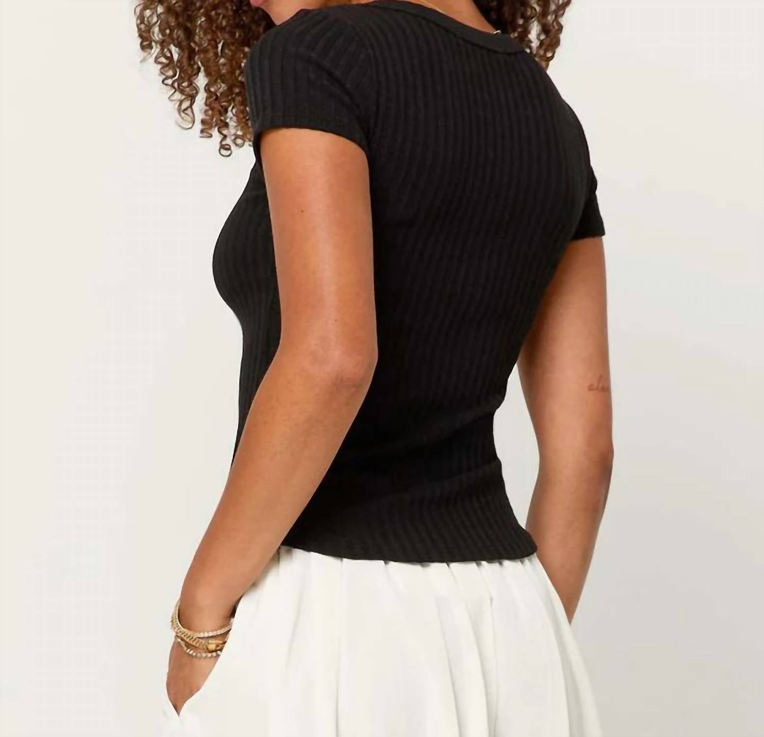 Project Social T - JULIE SCOOP NECK SWEATER RIB TEE