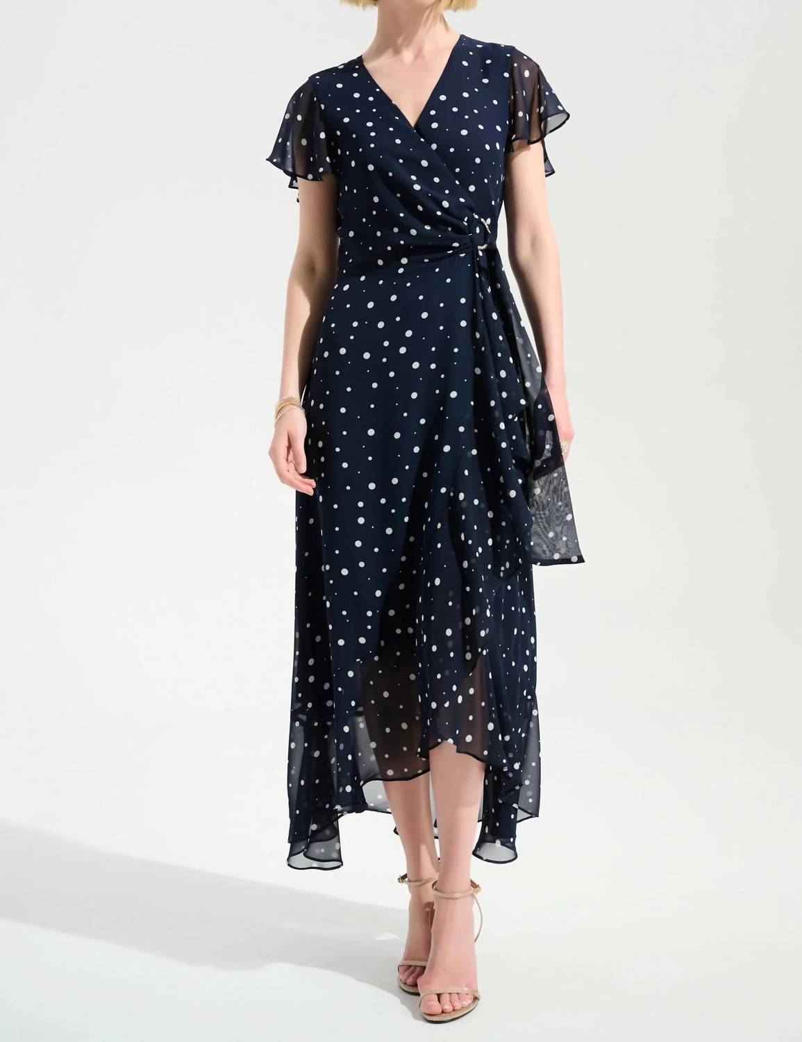 Joseph Ribkoff - Printed Chiffon High Low Wrap Dress