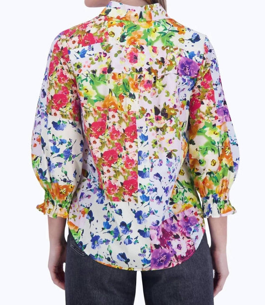 Foxcroft - Olivia 3/4 Sleeve Floral Top