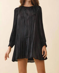 Entro - Metallic Pleated Relaxed A Line Mini Dress