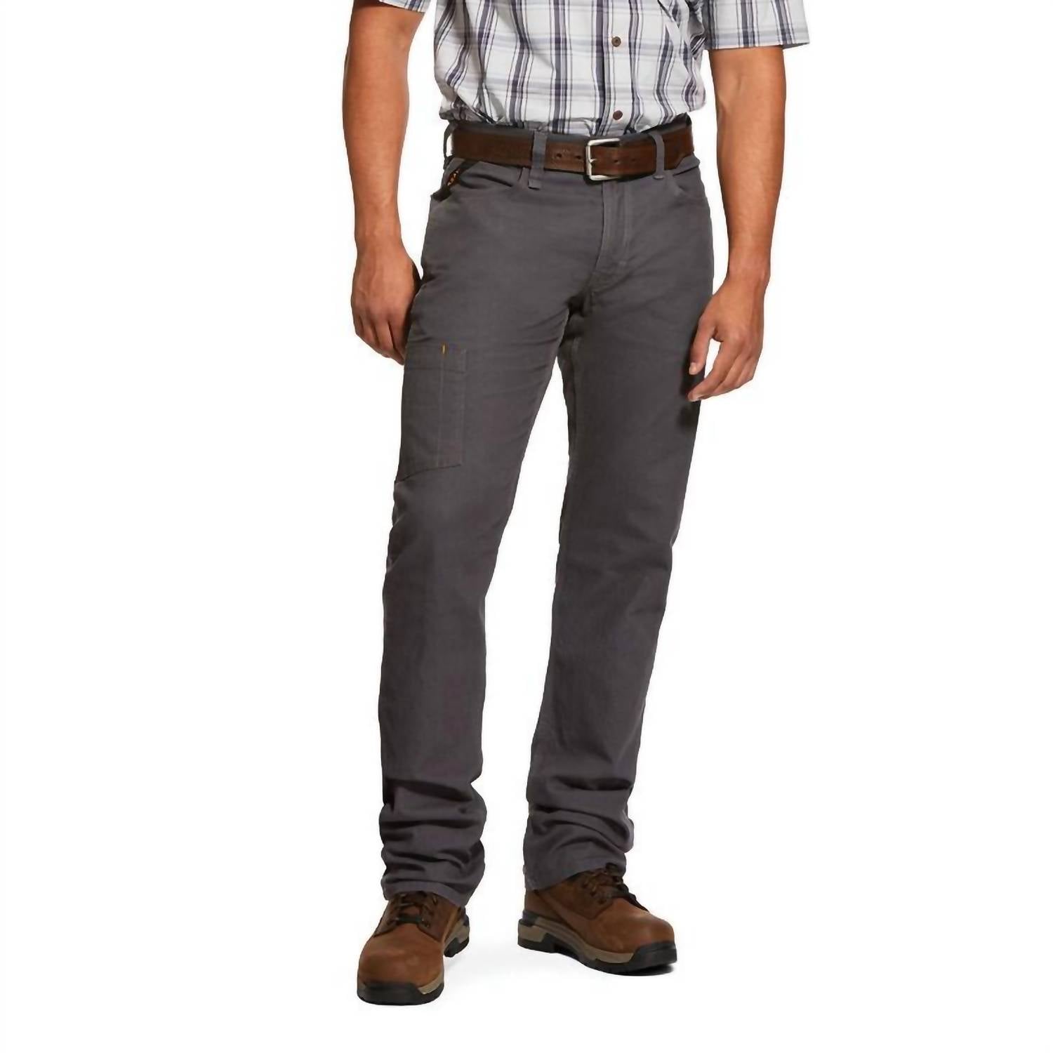 ARIAT Men's Rebar M4 Durastretch Stackable Straight Leg Pant in grey - men's jeans