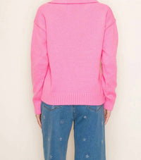 GeeGee X Lovelo 1976 Varsity Sweater Top in pink - women's sweater - alternate view