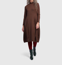ALEMBIKA Essential Turtleneck Cocoon Dress in umber - women's dress - view 4