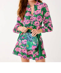Lilly Pulitzer Evaline Silk Dress in low tide navy florrie - women's dress