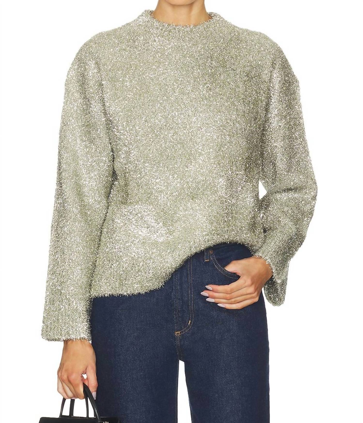 SIMON MILLER Women's Cher Tinsel Knit Sweater in satellite silver - women's sweater