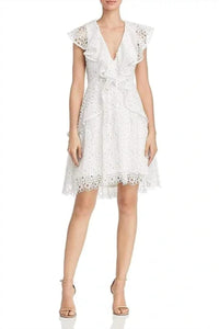 ELLIATT Lace Ruffle Dress in white - women's dress - detail view