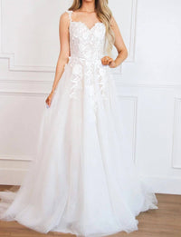 Cinderella Divine - Posie Floral Applique Bustier A Line Sparkly Wedding Dress