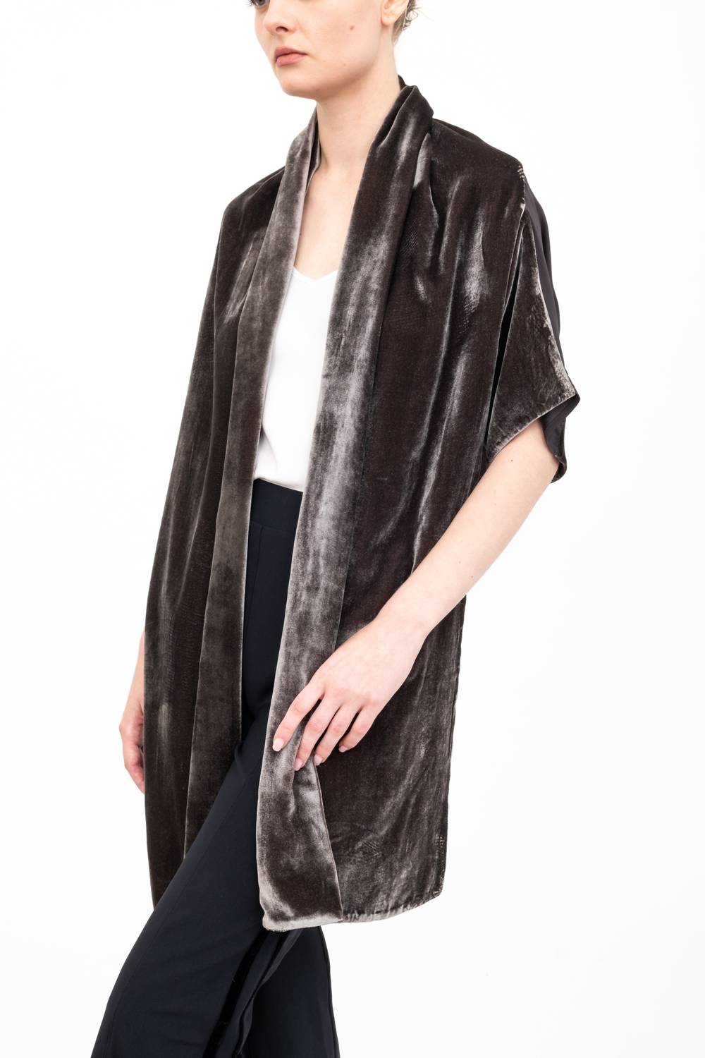 Elaine Kim - Amari Shrug with Silk Contrast