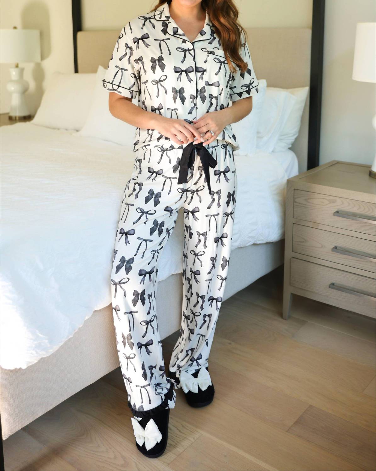 Jess Lea - Women's Midnight Bow Pant Ruffle Pajama Set