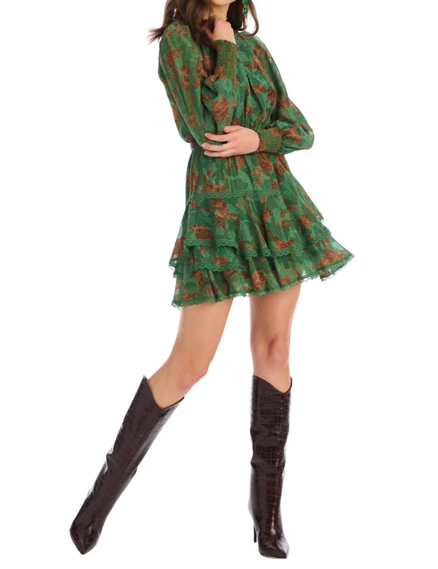ALLISON NEW YORK CARTER DRESS in forest florals - women's dress - alternate view