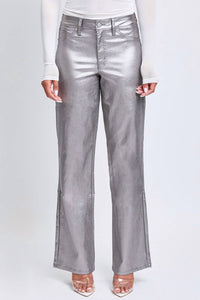 Ymi - Smoke High Rise Straight Leg Metallic Pants